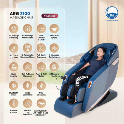 3D Full Body Luxury Massage Chair Z100 Blue
