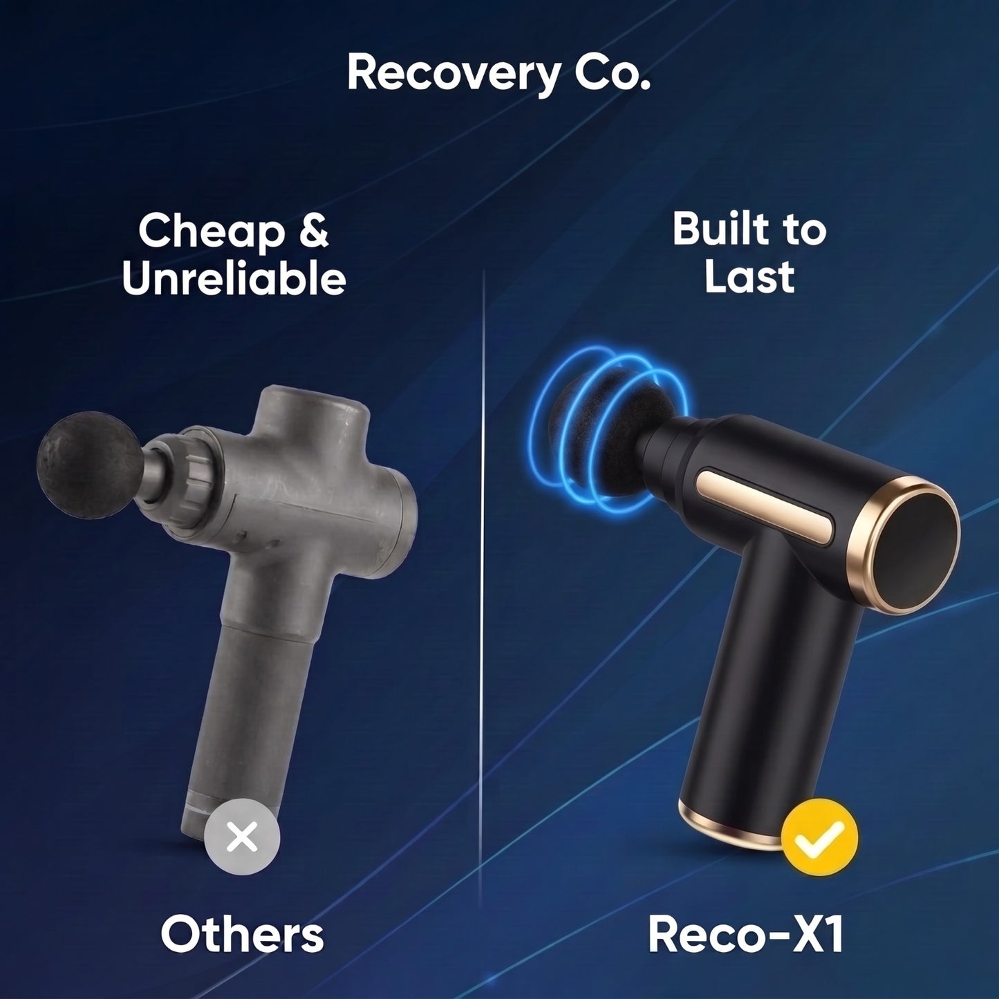 RecoveryCo. Mini Massage Gun –  Deep Tissue Percussion Massager